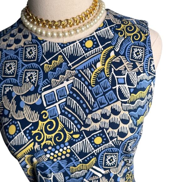 J. McLaughlin Talavera Devon patterned sheath dress blue yellow tan size XS - Picture 5 of 9